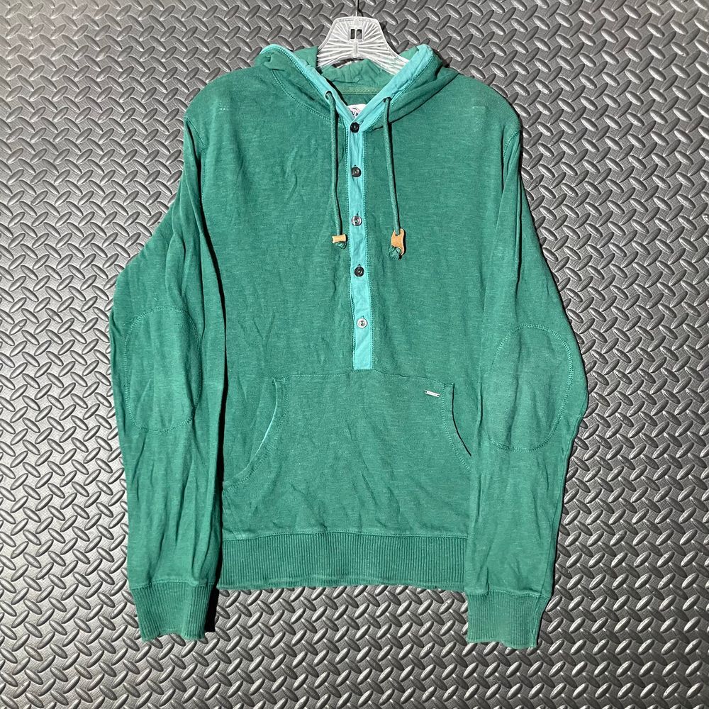 Vintage Nuon Green Henley Pullover Sweater Men's Casual Comfort‎ Wear Size XL